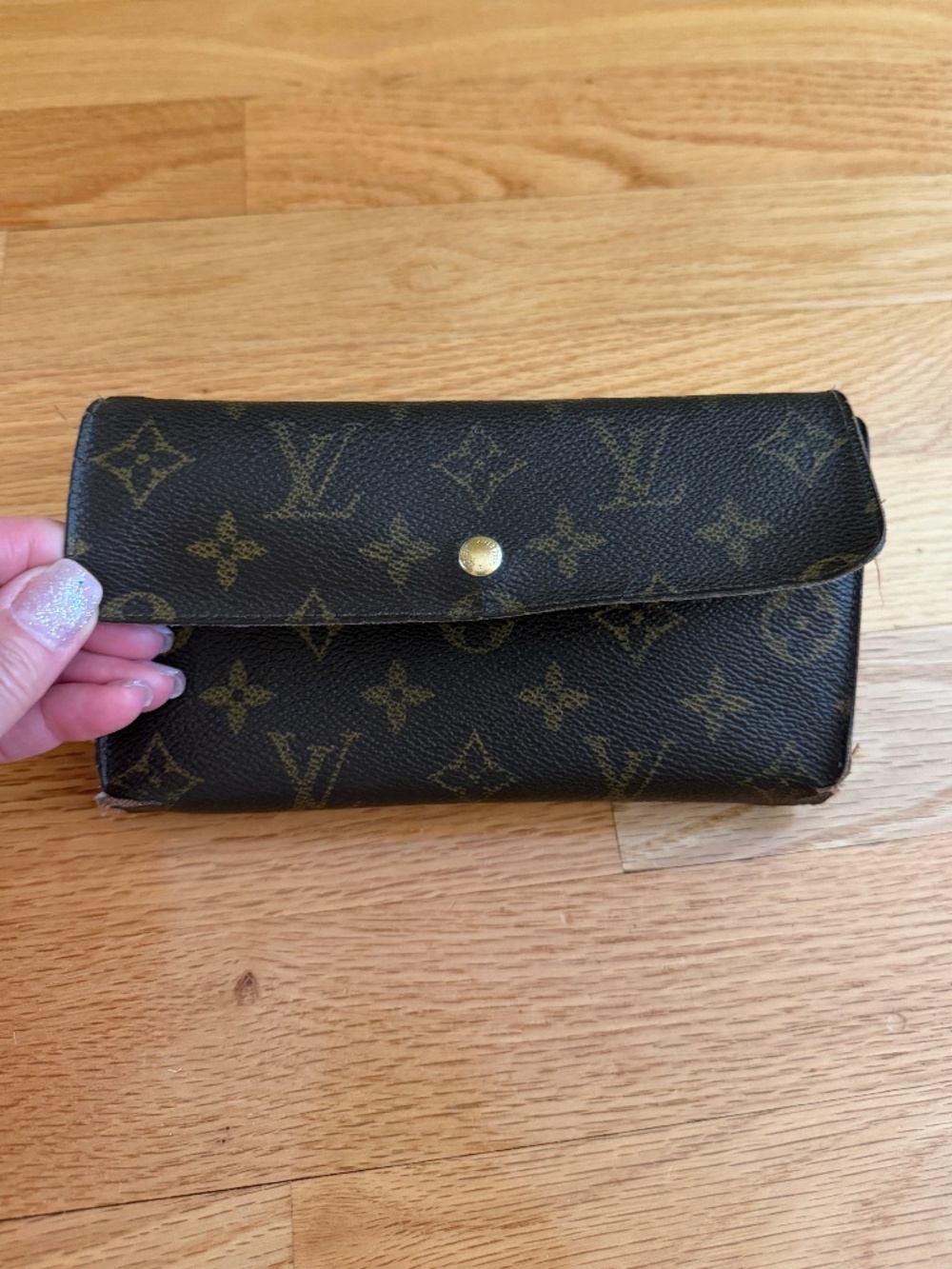 Vintage Louis Vuitton Brown Monogram Long Wallet Womens